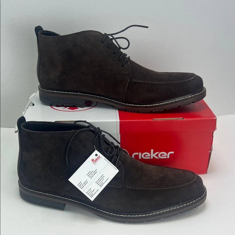 Rieker Lace Up Ankle Boots EU 46 Mens 12 Brown Suede Leather Dress Shoes